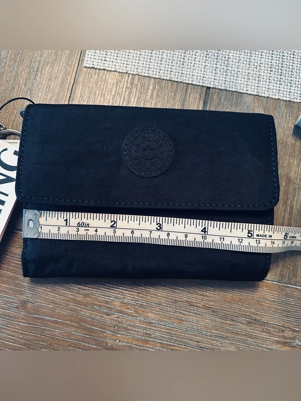 NWT Kipling Black Nylon Wallet with Monkey Charm